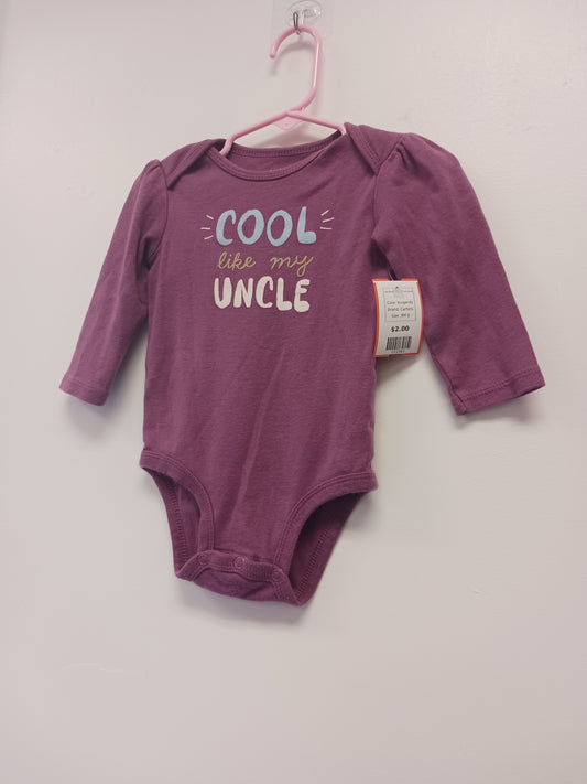 Burgandy Carters Long Sleeve Cool like my Uncle Onesie, 9M G
