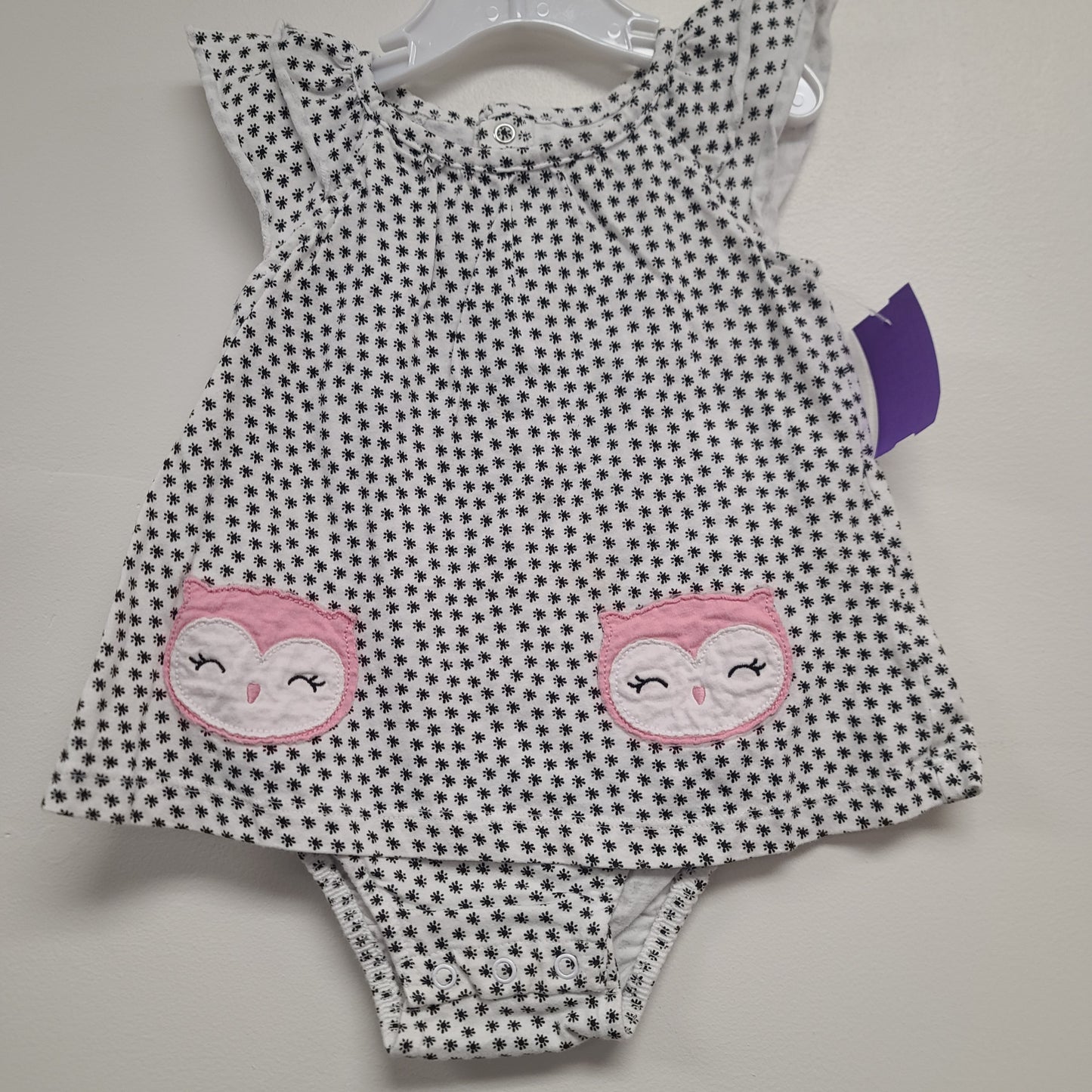 White/Black/Pink Owl Carters Dress, 18M G