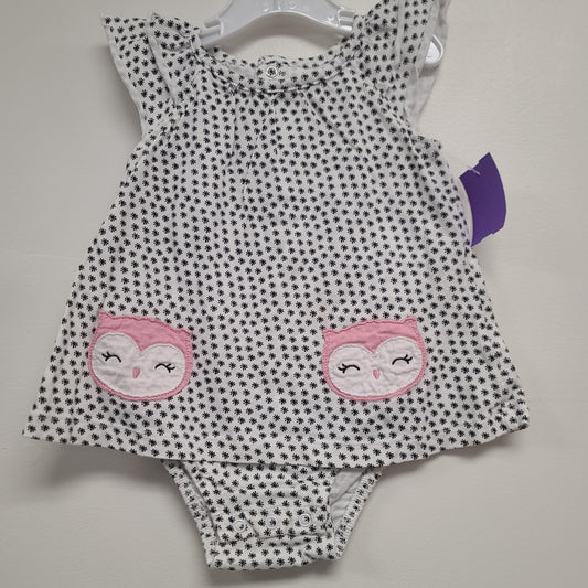 White/Black/Pink Owl Carters Dress, 18M G