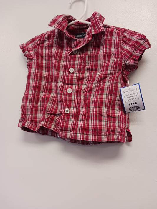 red plaid Cherokee Button Down Shirt, 6M B