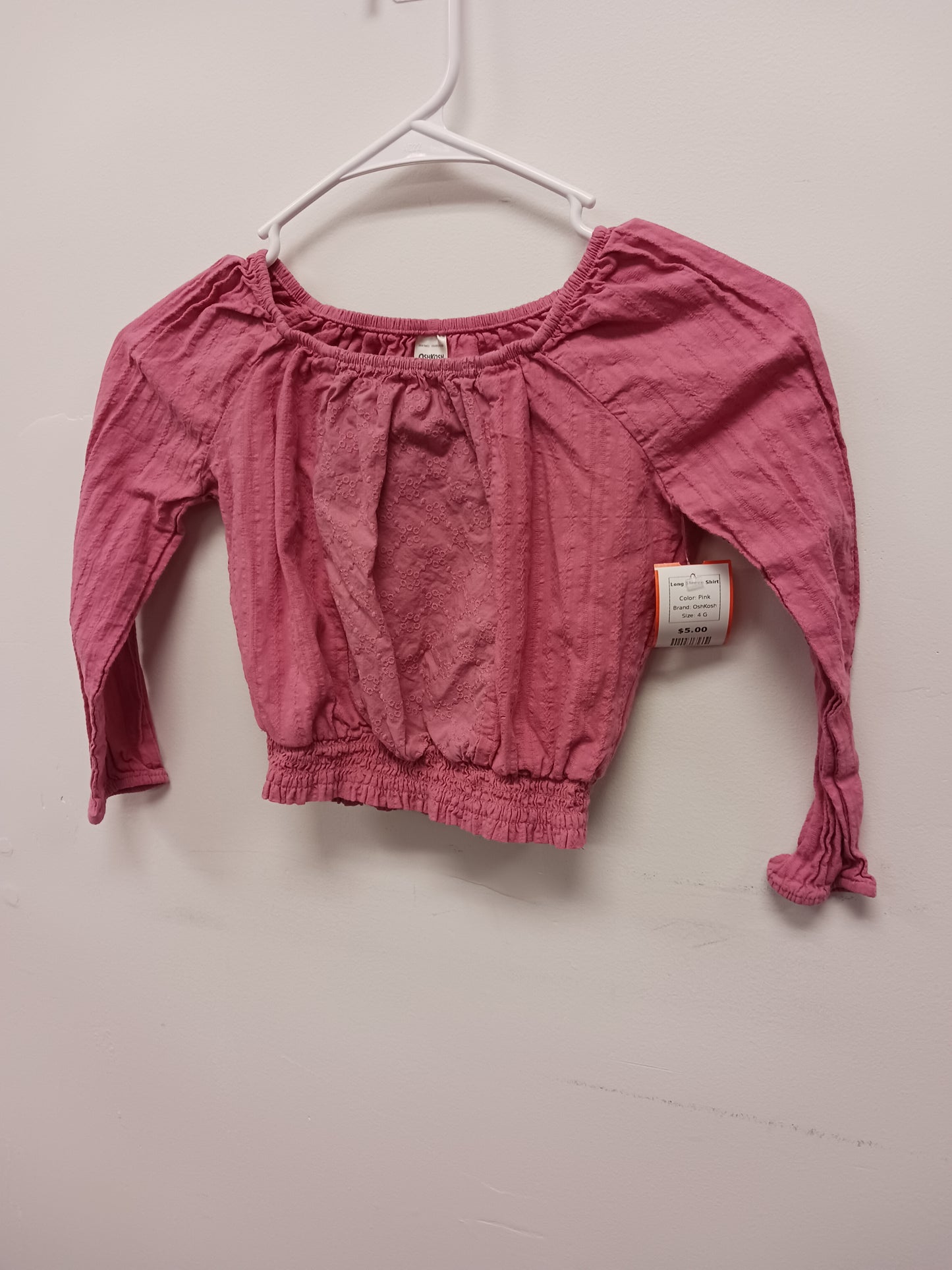 Pink OshKosh Long Sleeve Shirt, 4 G
