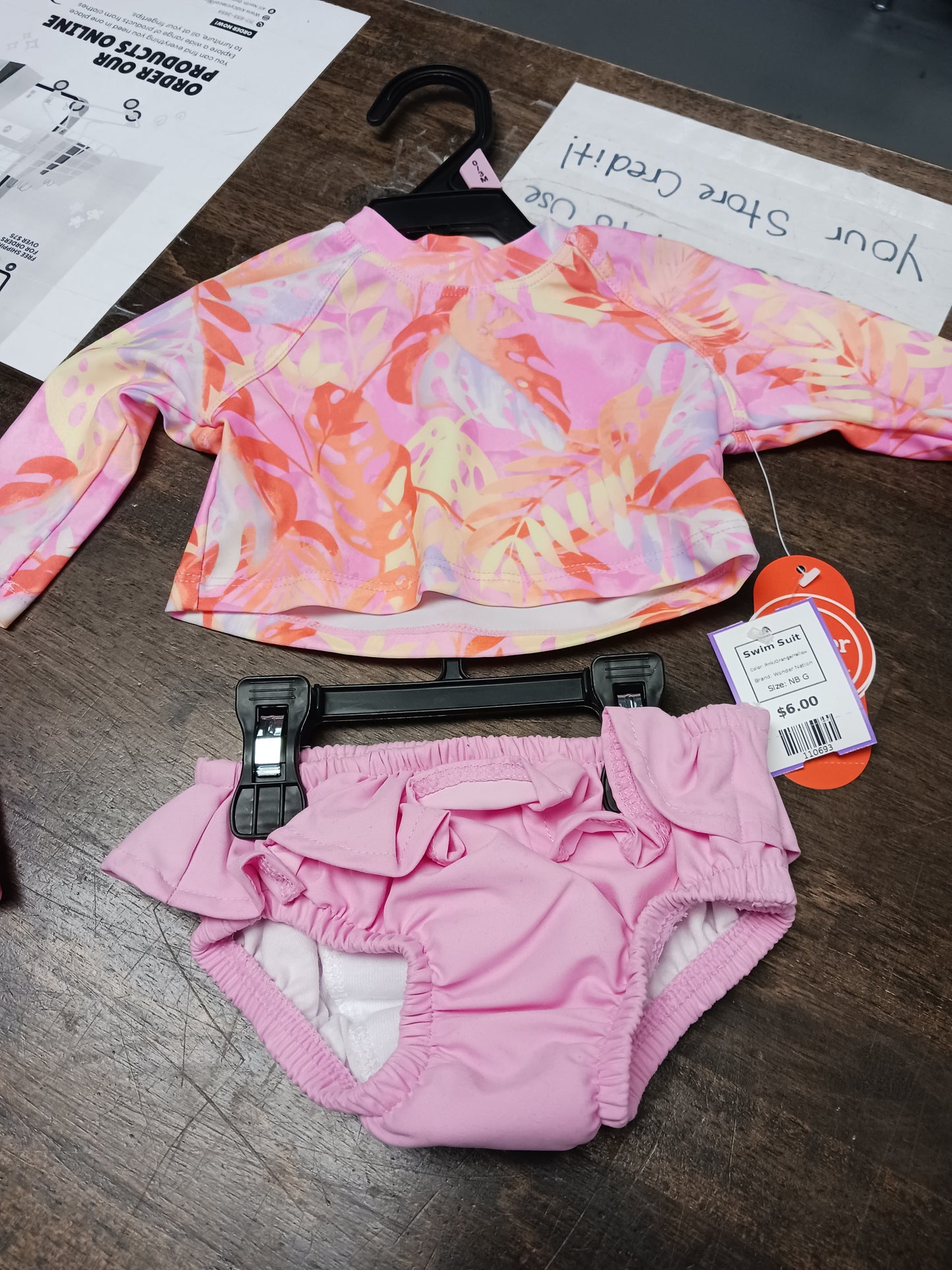 Pink/Orange/Yellow Wonder Nation Swim Suit, NB G