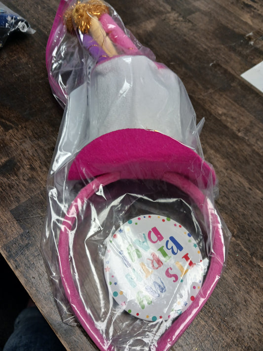 pink  Birthday Hat & Pin