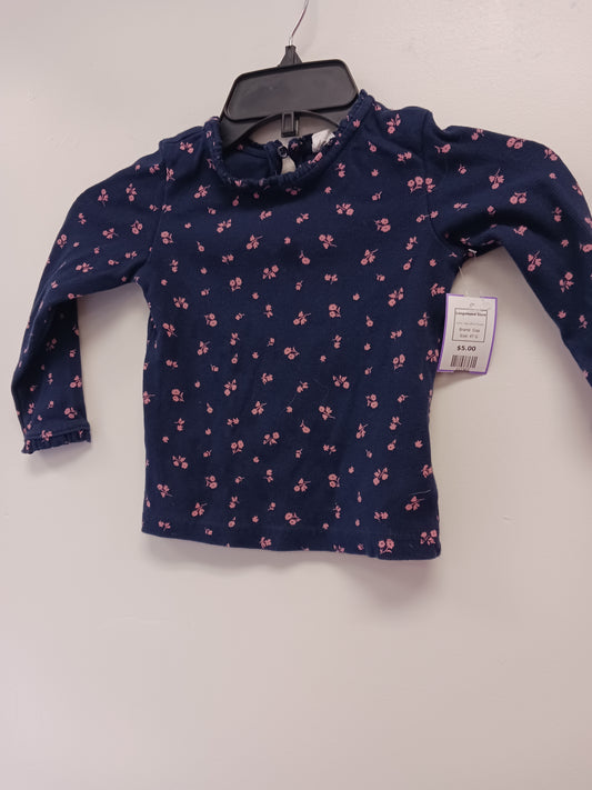 Navy/Pink Flower Gap Longsleeve Shirt, 4T G