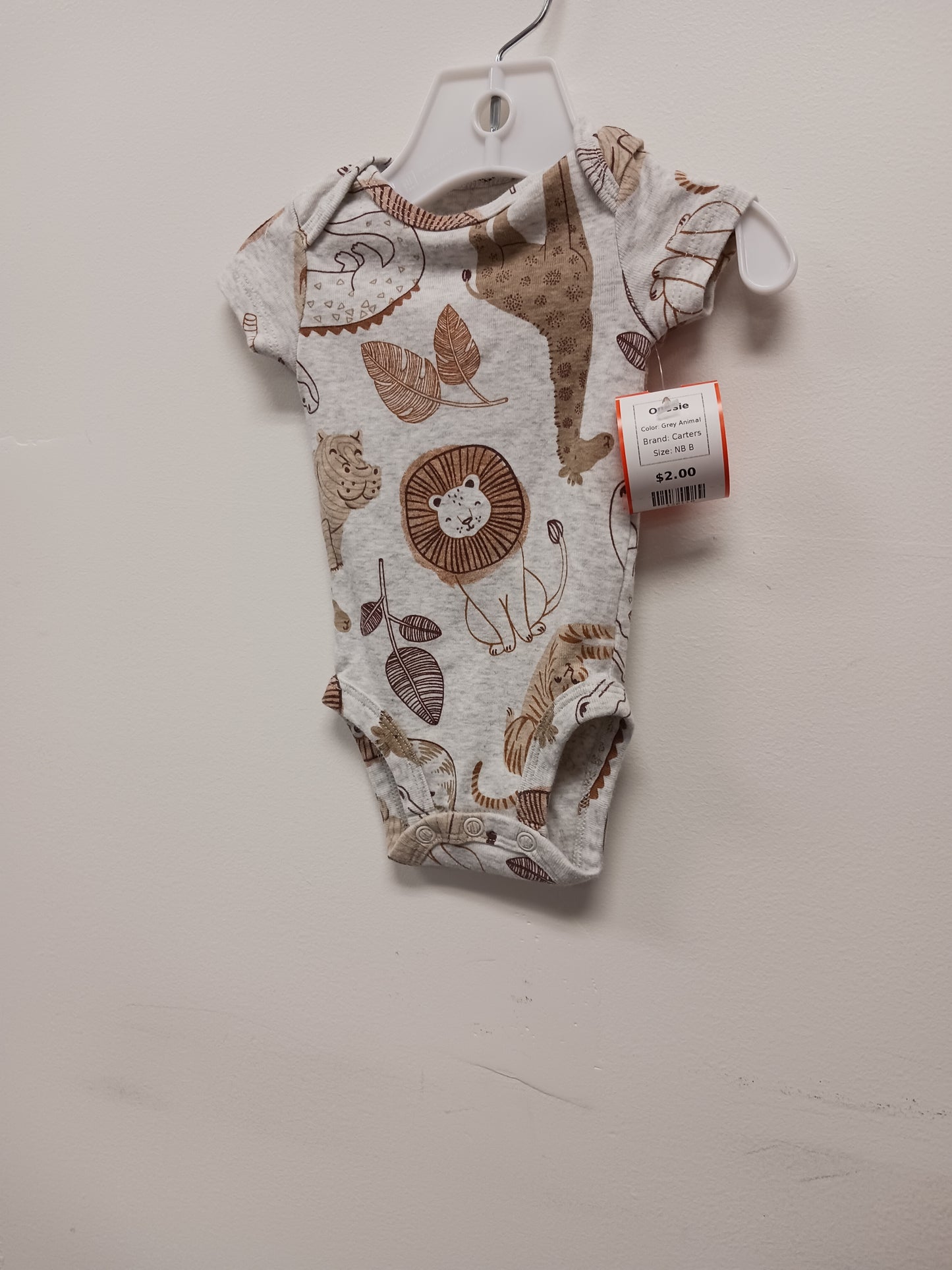 Grey Animal Carters Onesie, NB B