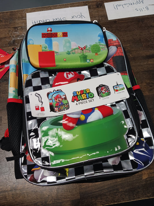 Black/Colorful Super Mario Bookbag