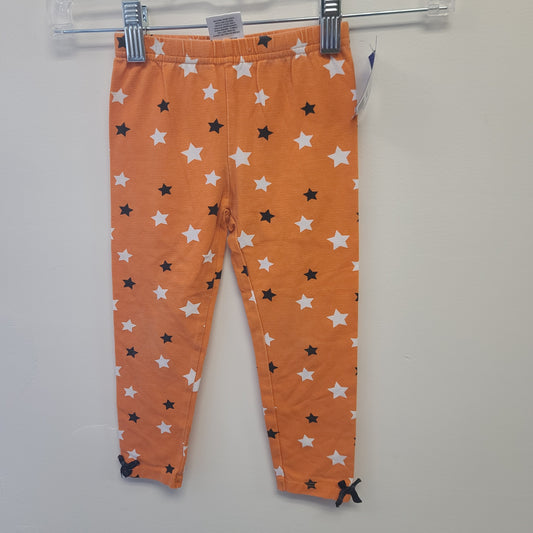 Orange/Black/White Star Nannette Kids Leggings, 4T G