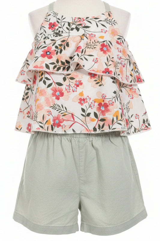 White/Green Flowers Shein Outfit, 18M G