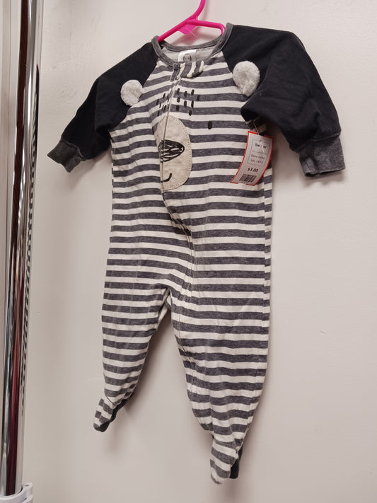 Grey/White Striped Gerber Sleeper, 3-6M B