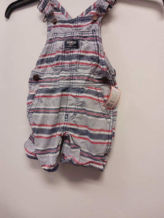 Black/Red OshKosh Striped Bib Shorts, 2T B