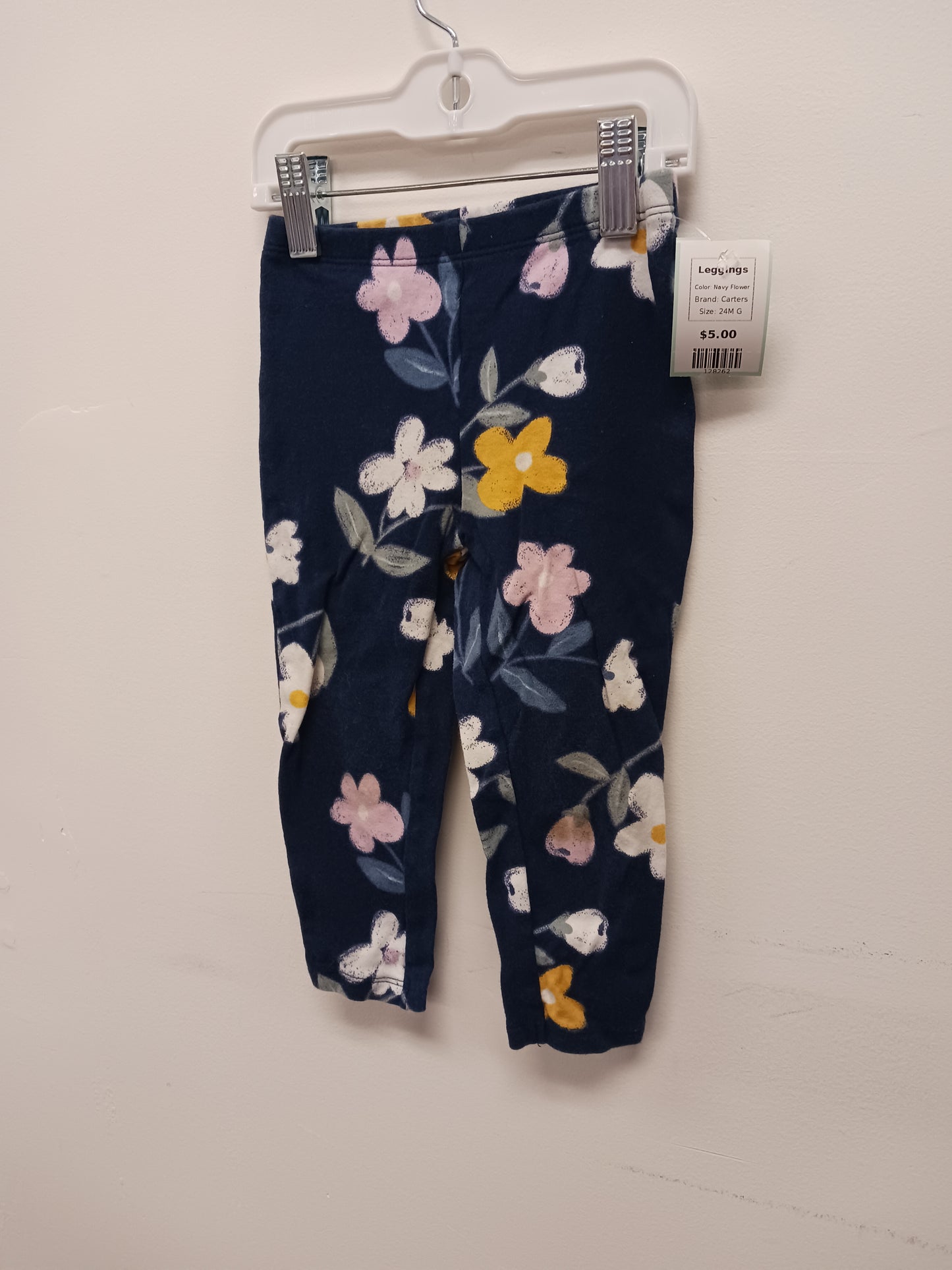 Navy Flower Carters Leggings, 24M G