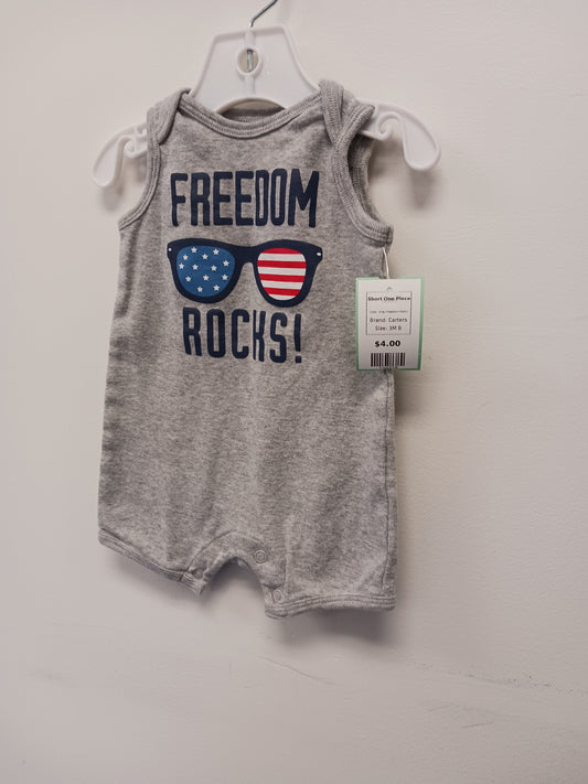 Grey Freedom Rocks Carters Short One Piece, 3M B