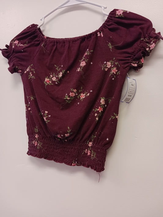 Burgandy Flower Childrens Place Shirt, 5T G