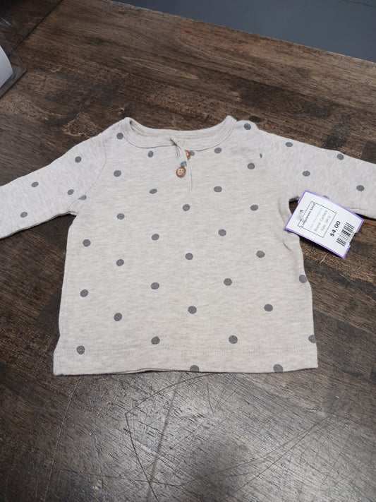Grey Polka Dot Carters Longsleeve Shirt, 3M G