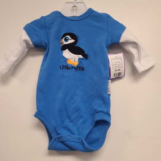 blue Ice Ice Long Sleeve Little Puffin Onesie, 3M B