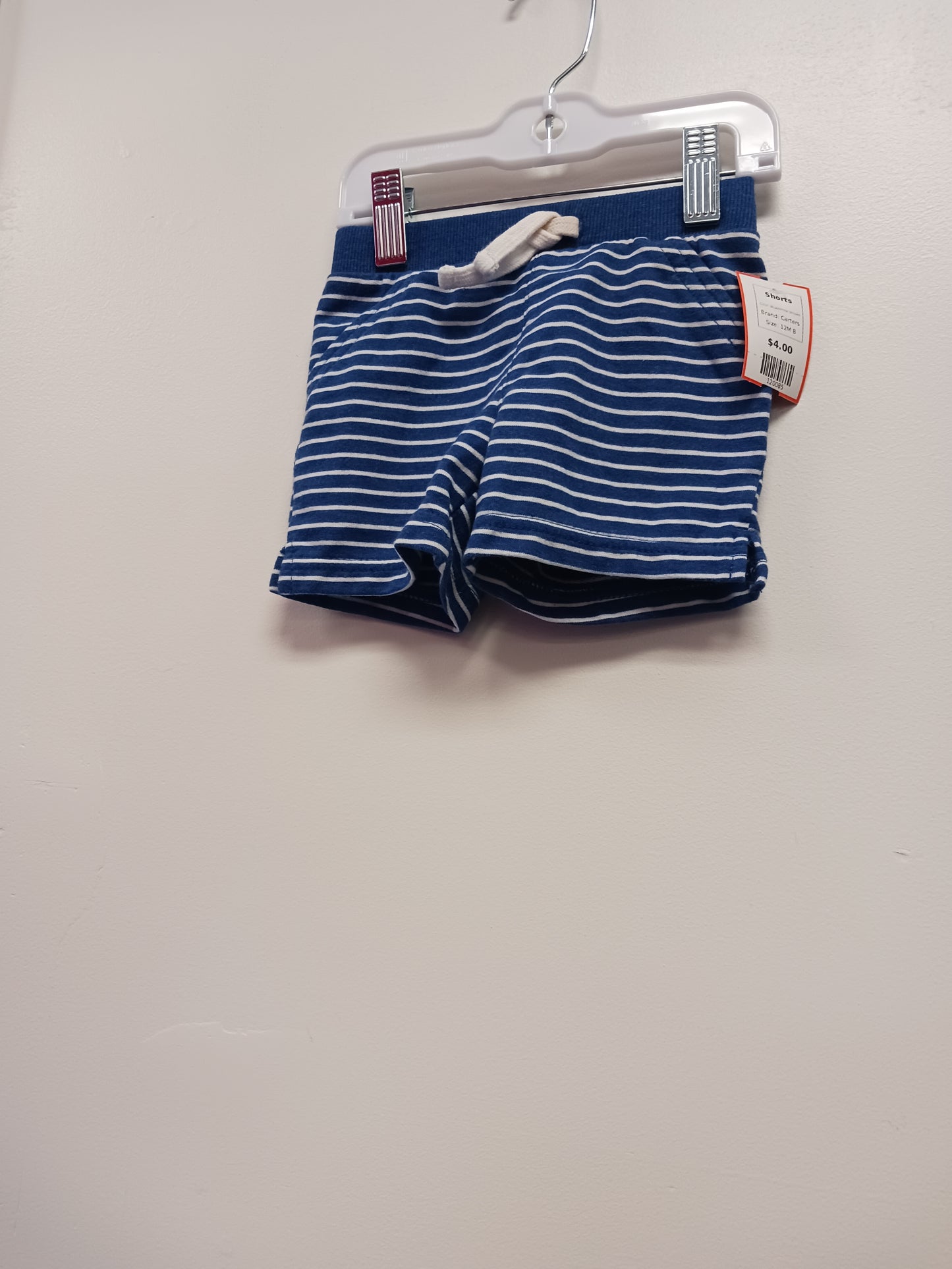 Blue/White Striped Carters Shorts, 12M B