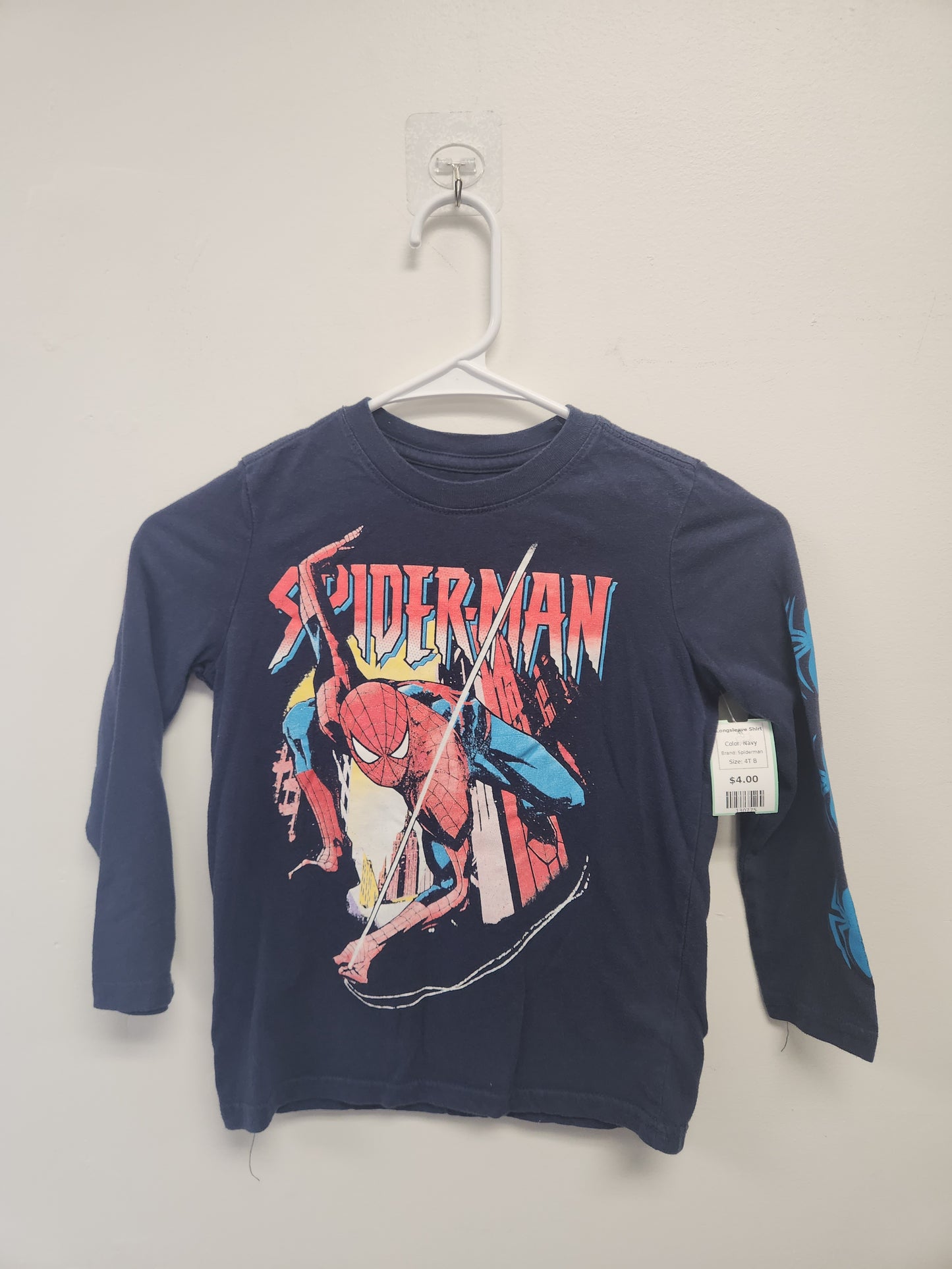 Navy Spiderman Longsleeve Shirt, 4T B