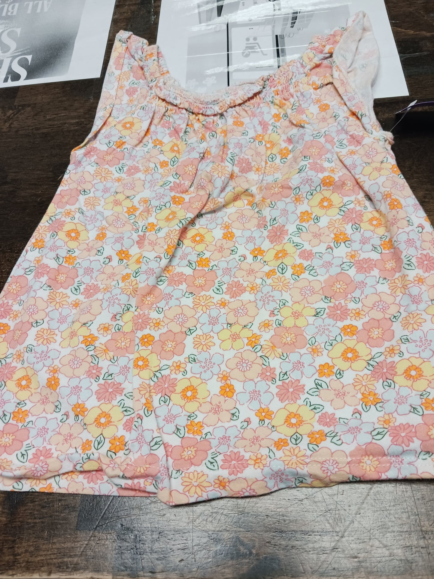 White/Colorful Flower Carters Tank Top, 4T G