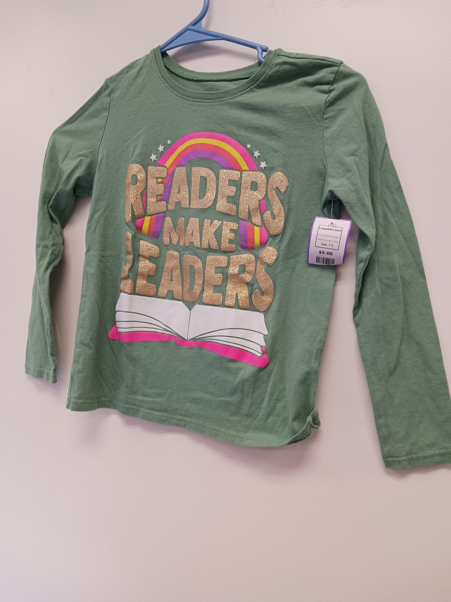Green Readers Make Leaders Childrens Place Longsleeve Shirt, 7 G