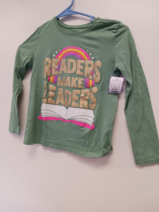 Green Readers Make Leaders Childrens Place Longsleeve Shirt, 7 G