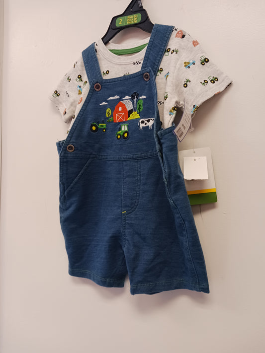blue/white John Deere 2 Piece Farmer shorts outfit, 9M B