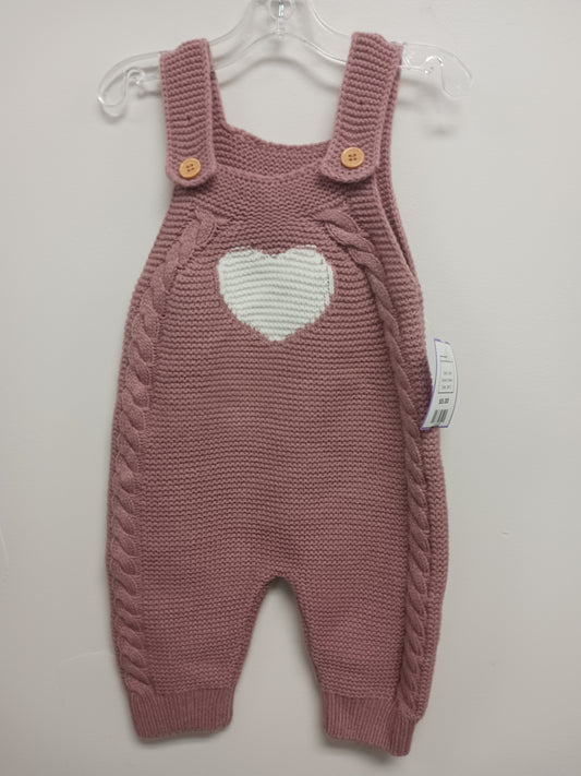 pink Shein Knitted Bib Overalls 3-6m, 3M G