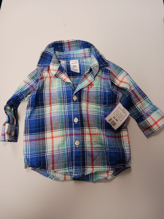Blue Plaid Carters Longsleeve Button Up, 3M G