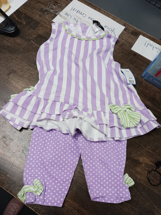 Purple/White/Green Rare Editions Outfit, 2T G