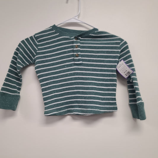 Green/White Striped Okie Dokie Longsleeve Shirt, 2T B