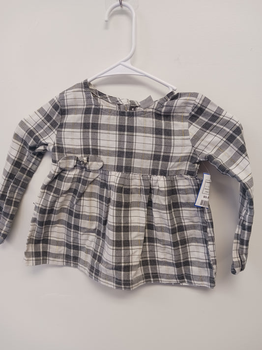 Grey/White Plaid Carters Longsleeve Shirt, 3T G