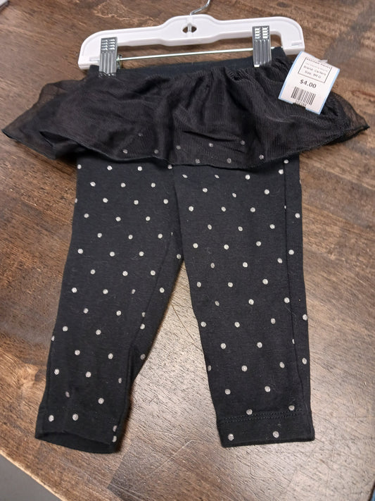 Black/Silver Polka Dot Carters Skirted Pants, 9M G