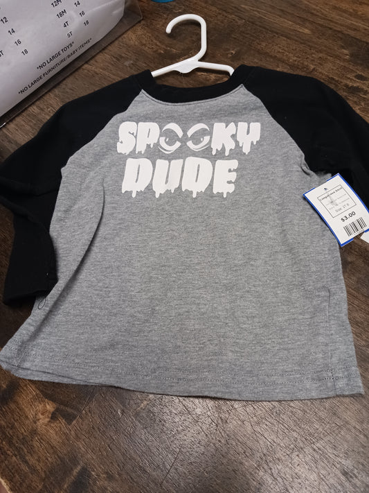 Grey/Black Spooky Dude Way To Celebrate Longsleeve Shirt, 2T B