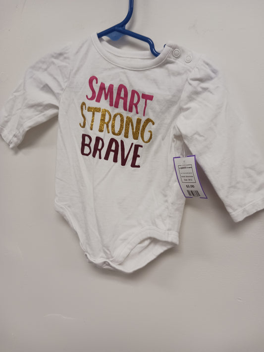 White Smart/Strong/Brave Garanimals Longsleeve Onesie, 3M G