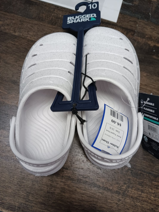white w/Specks Rugged Shark Rubber Shoes, 10 G