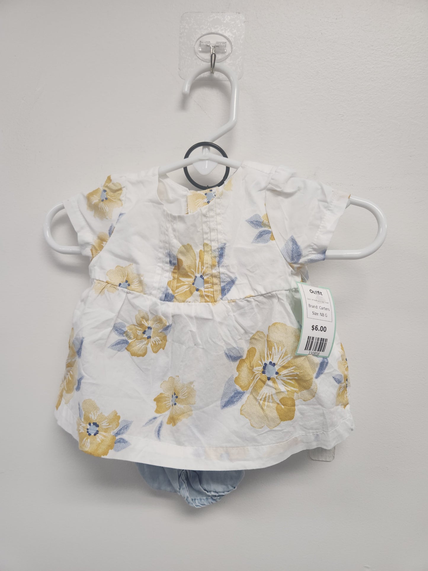 White/Blue/Yellow Flower Carters Outfit, NB G
