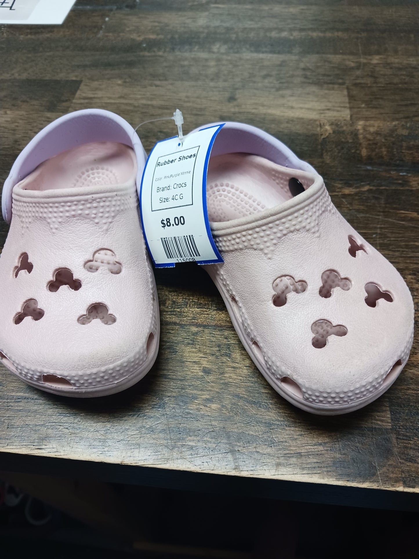 Pink/Purple Minnie Crocs Rubber Shoes, 4C G