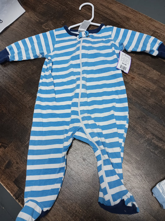 blue onesie Striped Sleeper 3-6m, 3M B