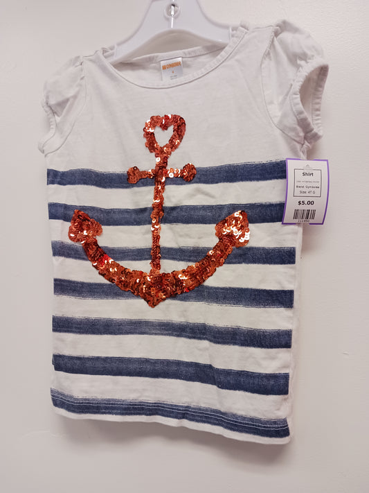 White/Navy Anchor Gymboree Shirt, 4T G