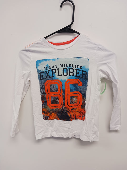 White/Orange Spotted Zebra Longsleeve Shirt, 6 B
