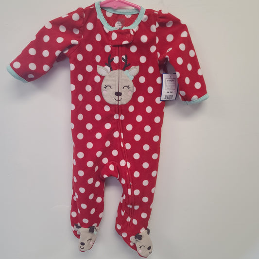 Red/White Polka Dot Reindeer Carters Sleeper, 6M G
