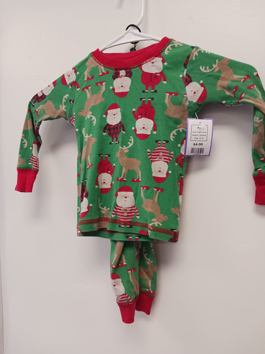 Green Santa Carters Pjs, 2T B