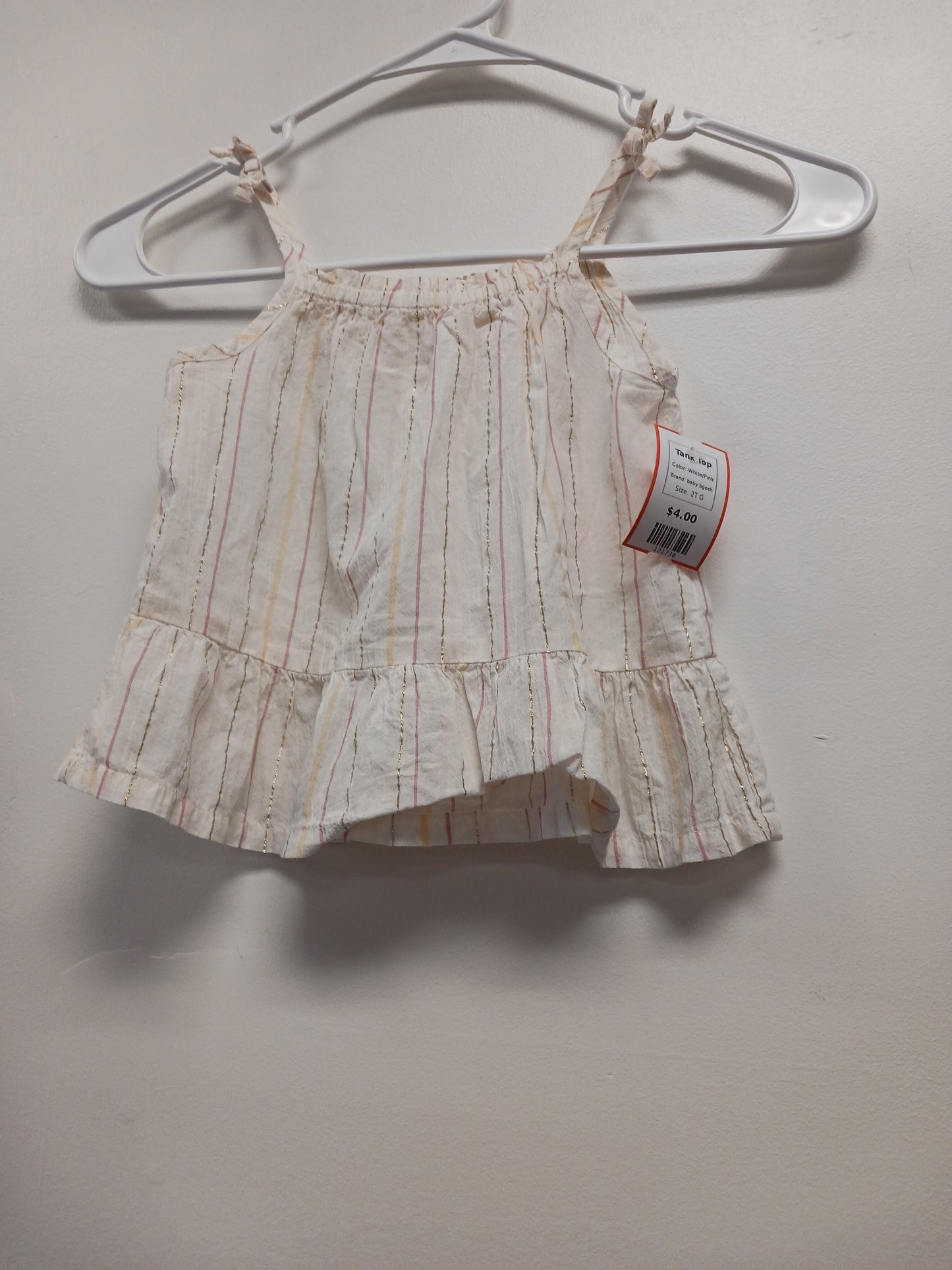 White/Pink baby bgosh Tank Top, 2T G