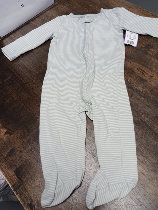 Green/White Striped Carters Sleeper, 9M B