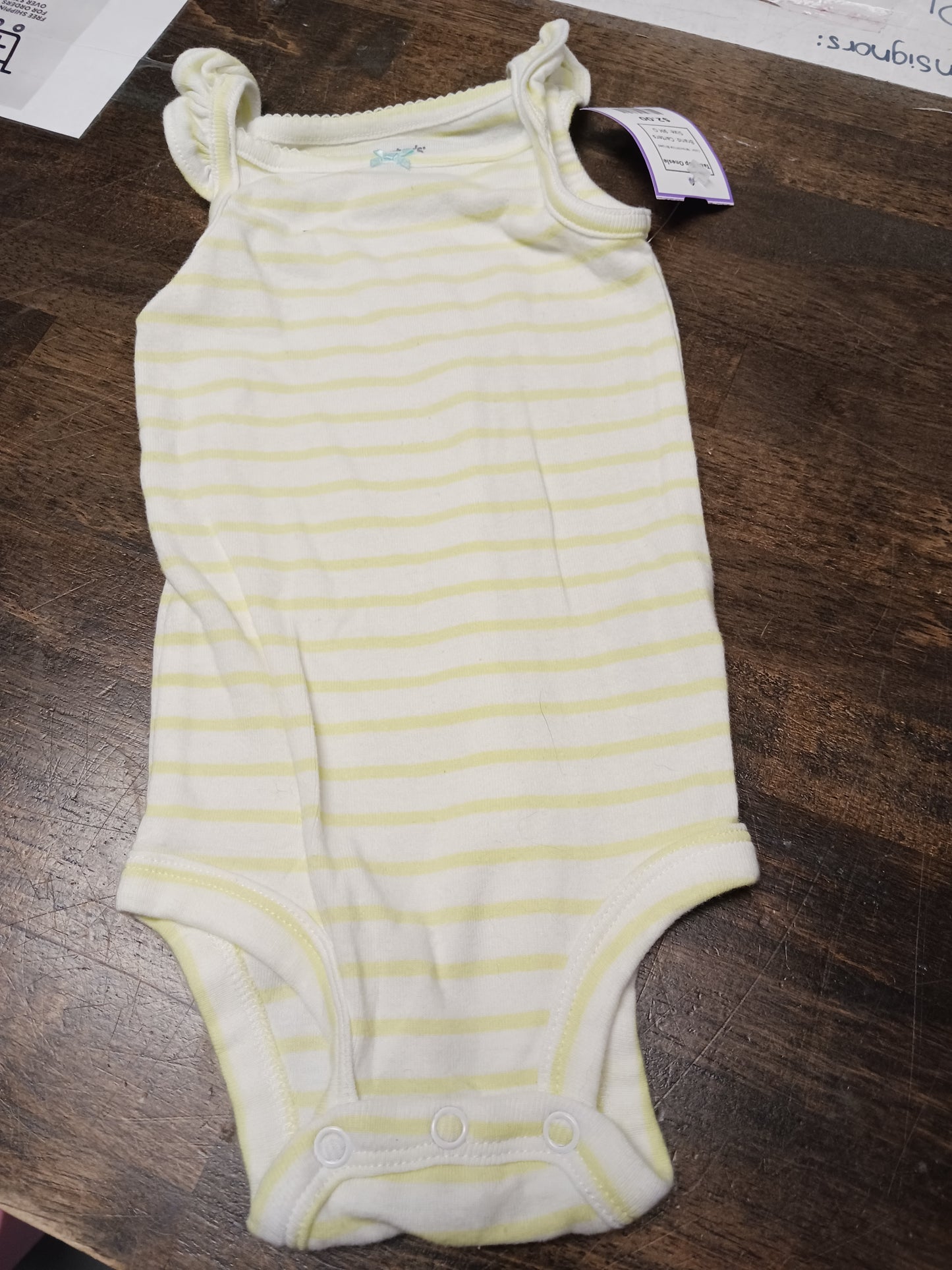 Yellow/White Striped Carters Tank Top Onesie, 9M G