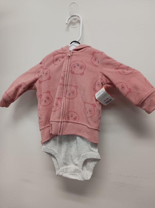 Pink/Grey Child of Mine 3 Piece Panda Outfit, 3-6M G