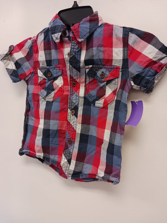 Red/Navy/White Plaid Pumpkin Patch Button Up, 3T B