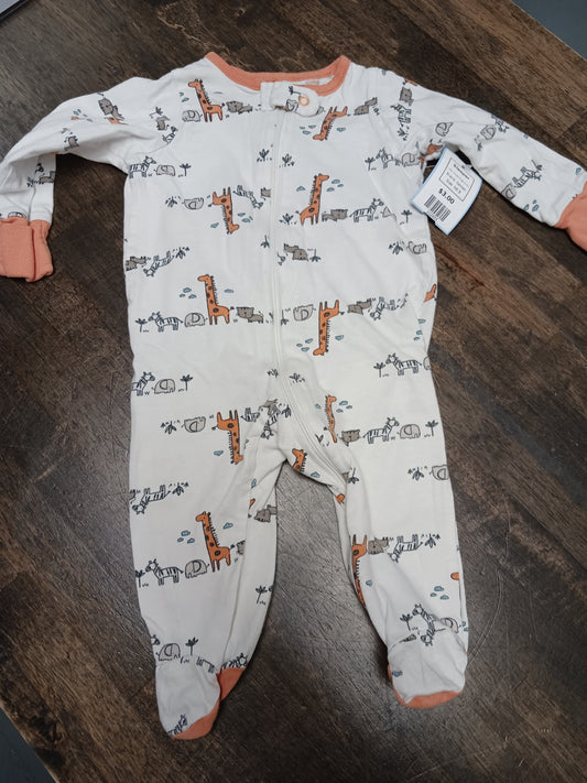 White/Orange Animal Gerber Sleeper, NB B