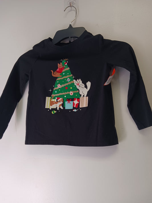 Black Christmas Tree Cat & Jack Longsleeve Shirt, 4T G