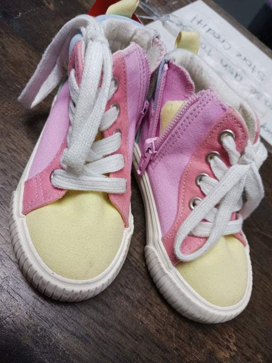 Pink/Yellow Cat & Jack High Top Sneakers, 6 G
