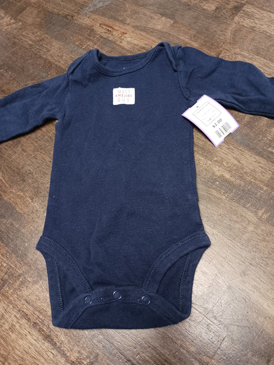 Navy Carters Longsleeve Onesie, NB B